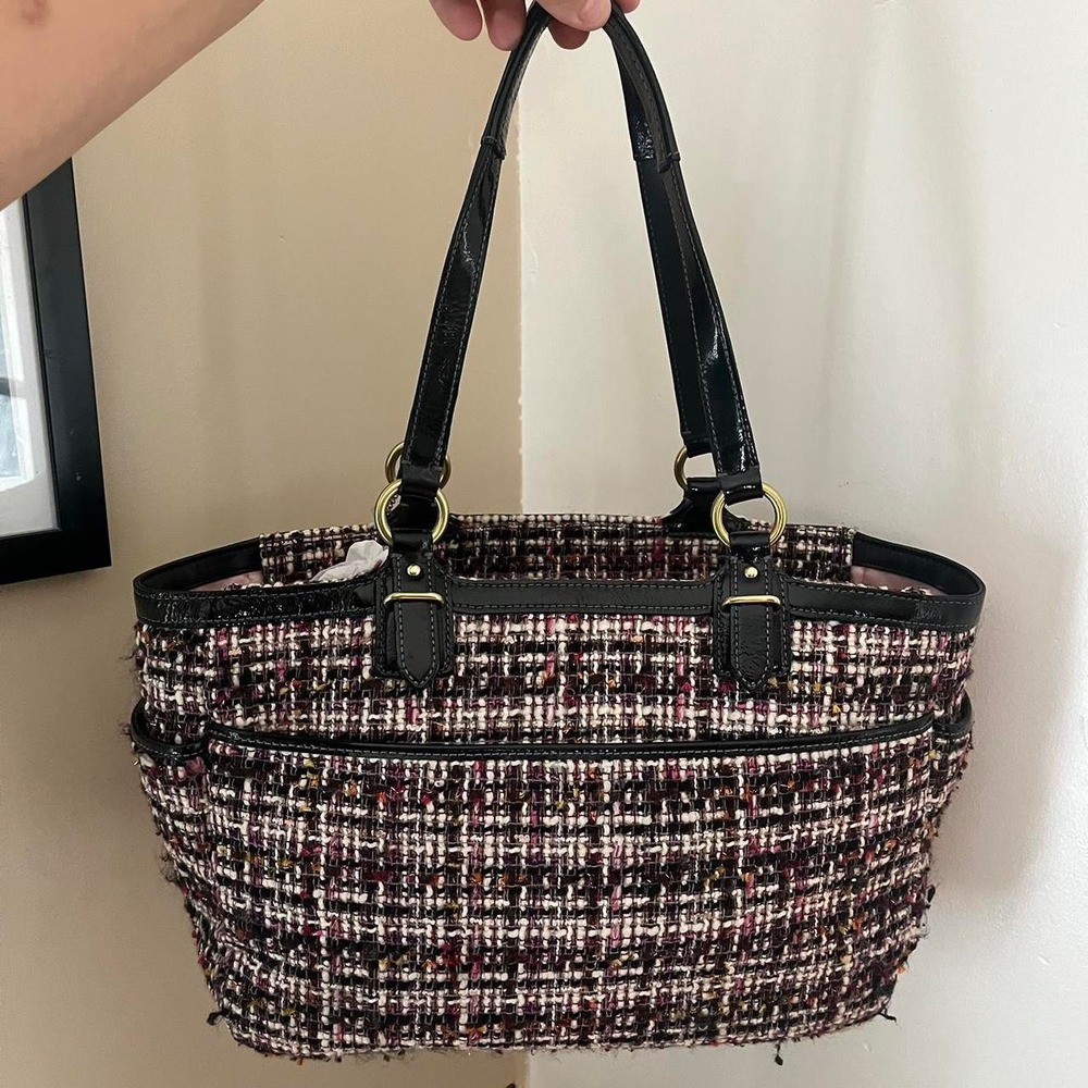 Y2K 2000s Coach Rare Pink Tweed Gallery Tote Shoulder Bag / Handbag - Picture 3 of 7